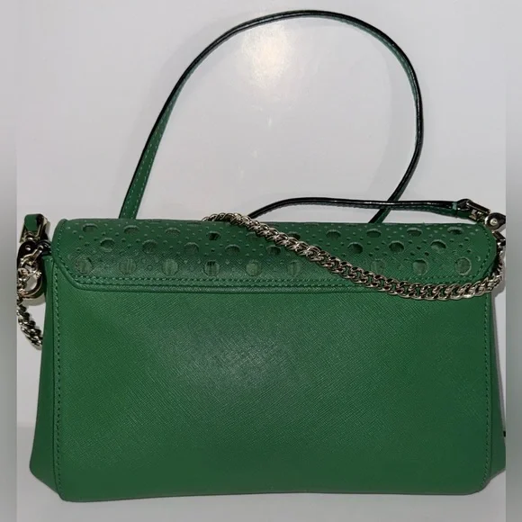 KATE SPADE NEWBURY LANE GOLD CHAIN CROSSBODY SATCHEL LEATHER BAG GREEN COLOR - Picture 9 of 12